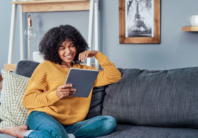 Person enjoying home internet