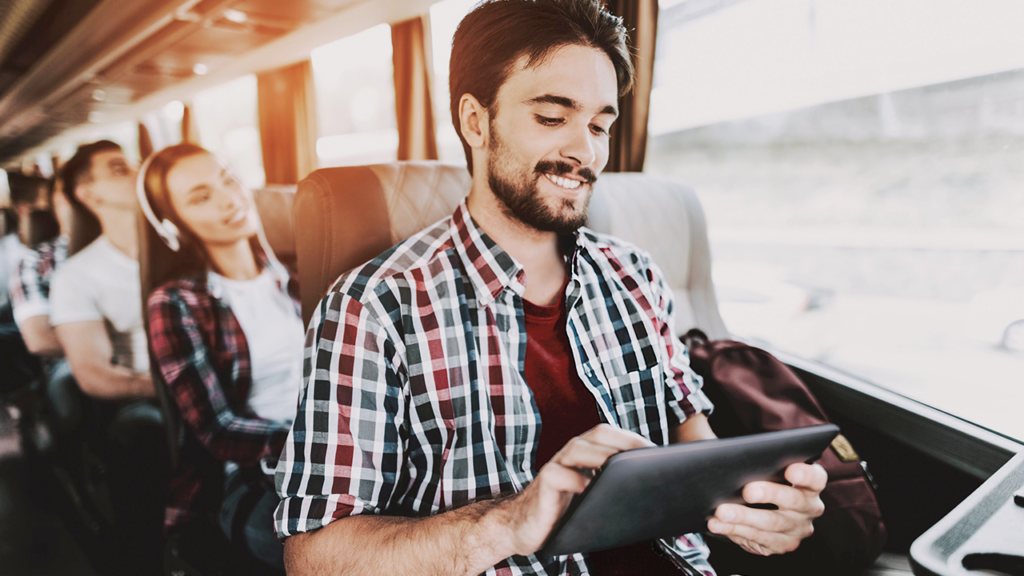 A person using a tablet on roaming